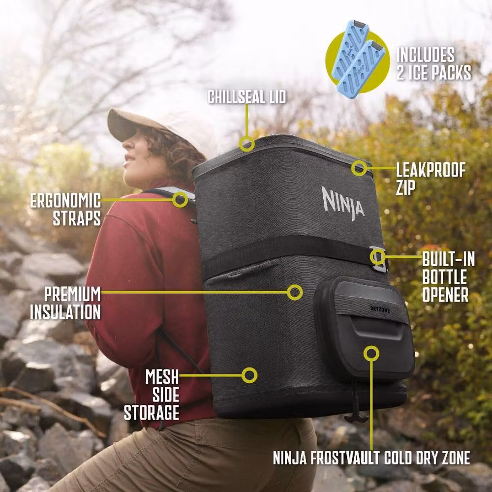 Ninja FrostVault Go 23L Portable Soft Cooler Backpack, Grey, FF136EUUK – 5