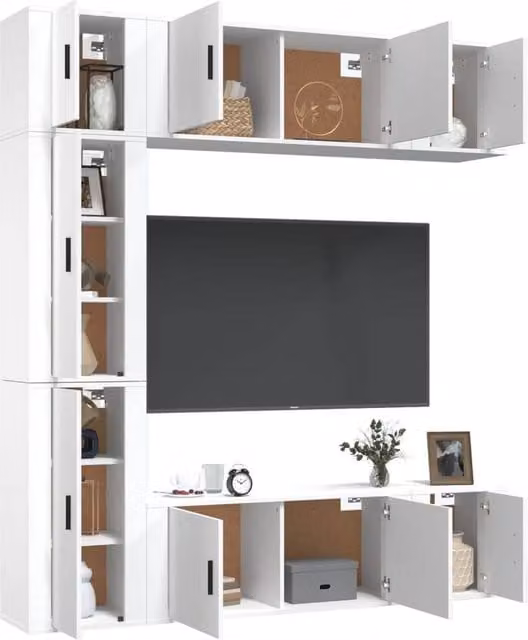 Berkfield Home Classic 7 Piece TV Cabinet Set in White Engineered Wood