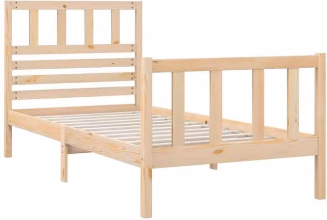 Berkfield Home Beautiful Small Single Solid Wood Bed Frame in Beige