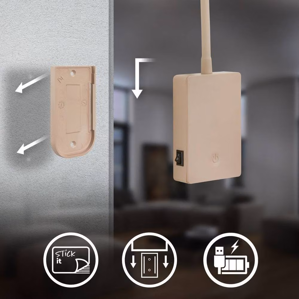 Briloner Sticklights Rechargeable LED Wall Light, Dimmable Touch Control, Warm White, Beige, W/D/H: 50 x 6 x 3 cm – 5
