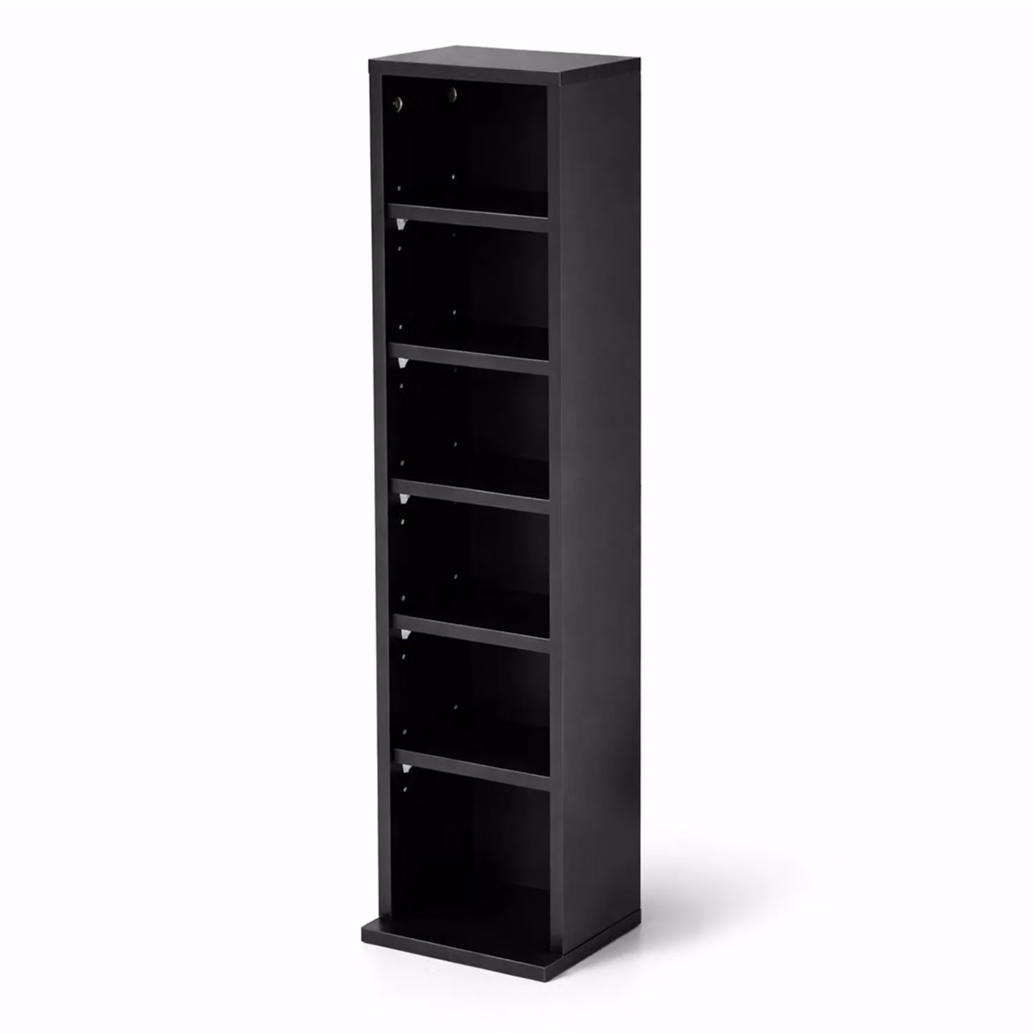 Oypla 6 Tier Black Wooden CD DVD and Book Storage Tower Rack with Adjustable Shelves – 2