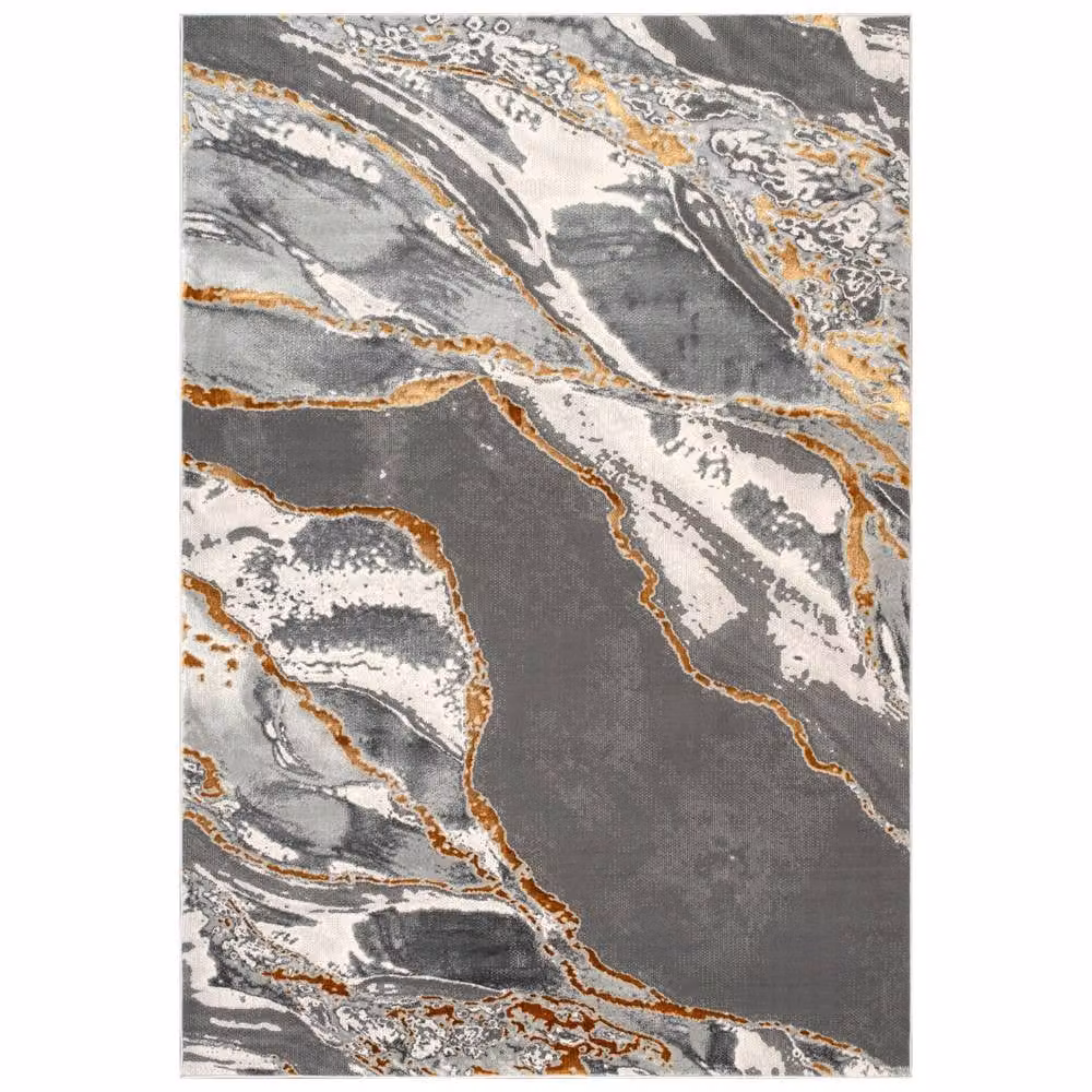Smart Living Parma Modern Carved Abstract Rug in Gold, W: 80 cm, L: 150 cm – 3