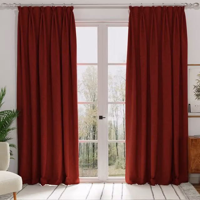Terrys Plain Red Blackout Fabric Panel Curtain