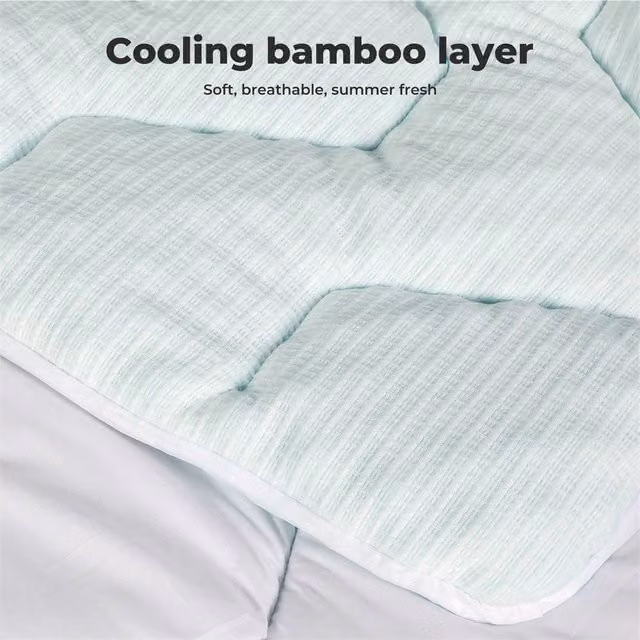 KORVIXA Bamboo Memory Foam Mattress Topper in Blue, Small Double, W: 122 cm x L: 190 cm