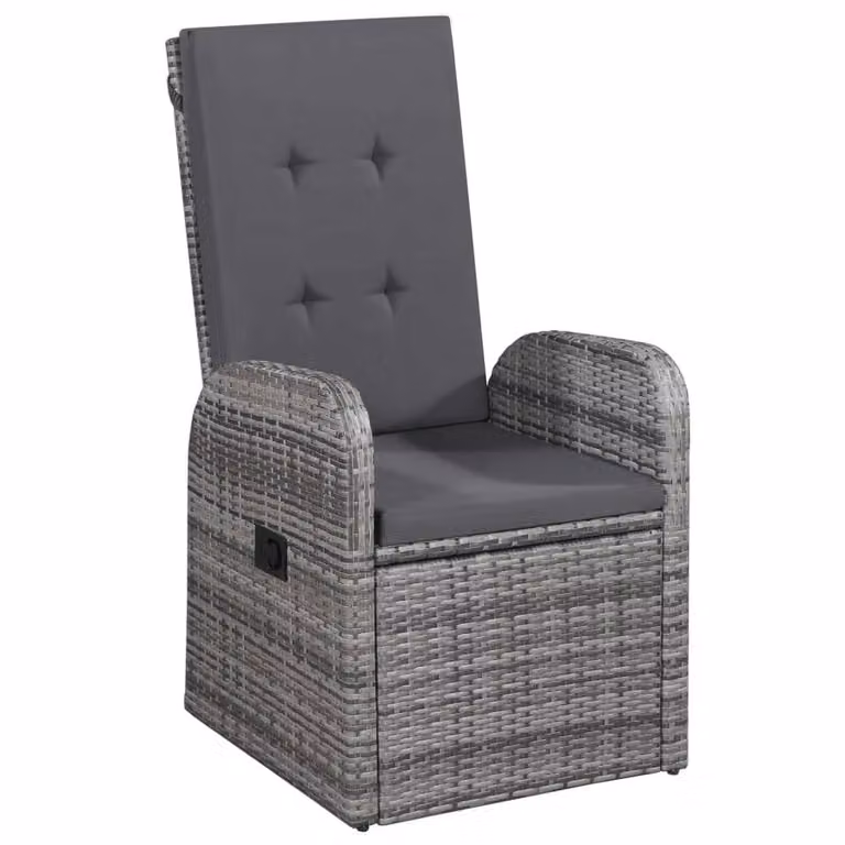Berkfield Home Beautiful 5 Piece Grey Poly Rattan Garden Dining Set with Cushions