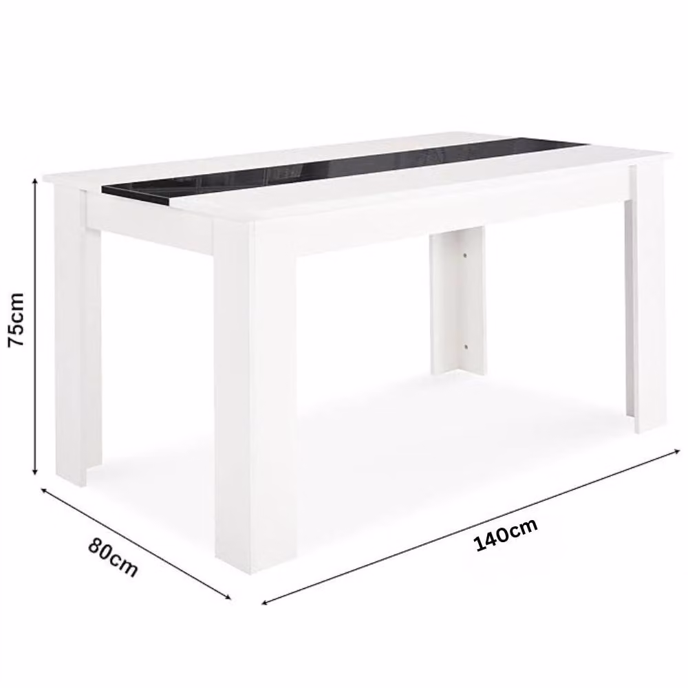KOSY KOALA Modern Rectangular Dining Table in White Glossy MDF for 6 People, W/D/H: 180 x 80 x 75 cm – 2