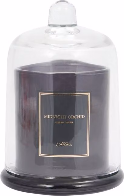 True Aroma Midnight Orchid Floral Bell Jar Candle in Black