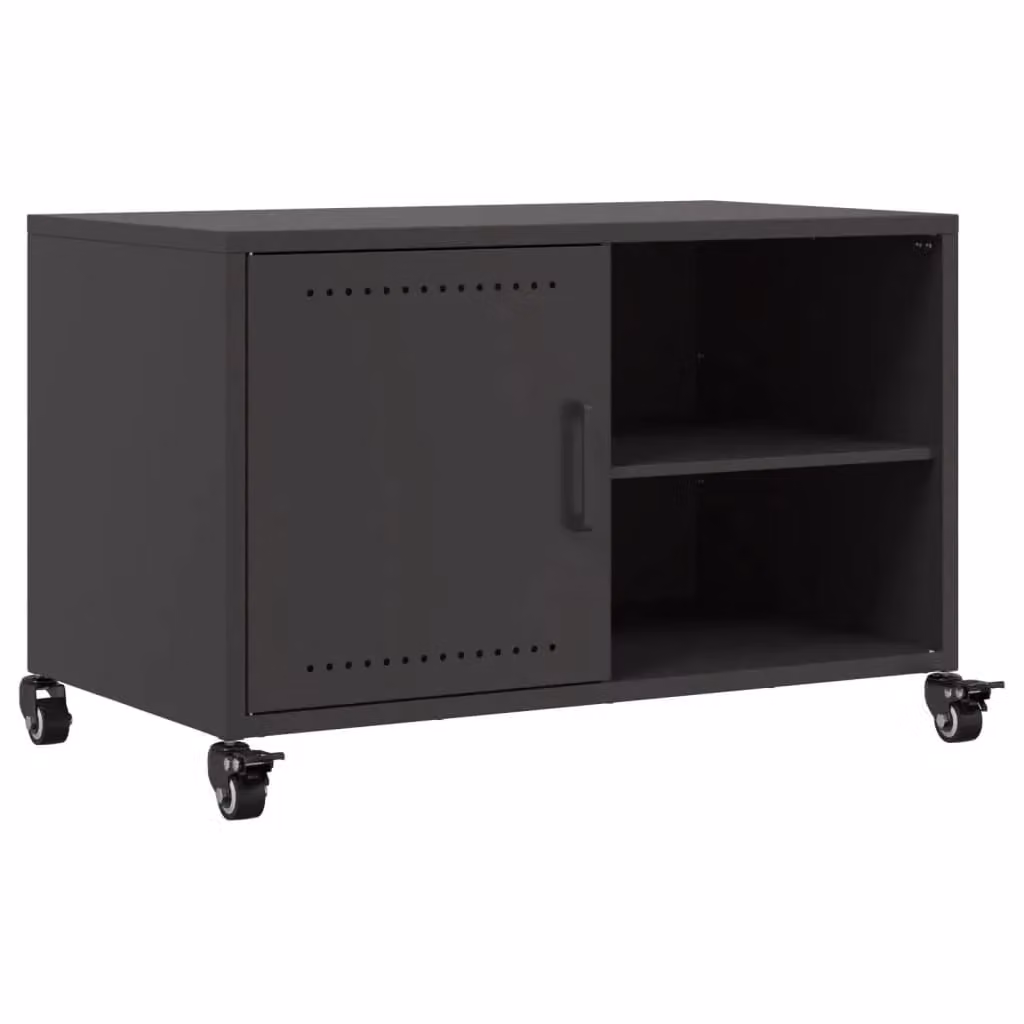Berkfield Home Black Metal TV Cabinet W: 68 cm, D: 39 cm, H: 43.5 cm – 2