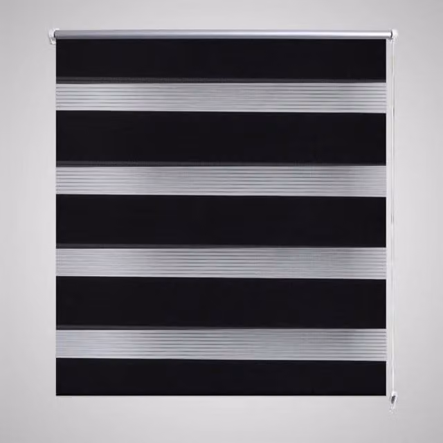 Berkfield Home Zebra Blind in Black and White, W: 80 cm, H: 150 cm – 1