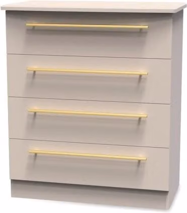 Welcome Haworth 4 Drawer Chest of Drawers in Grey with Gold Accents