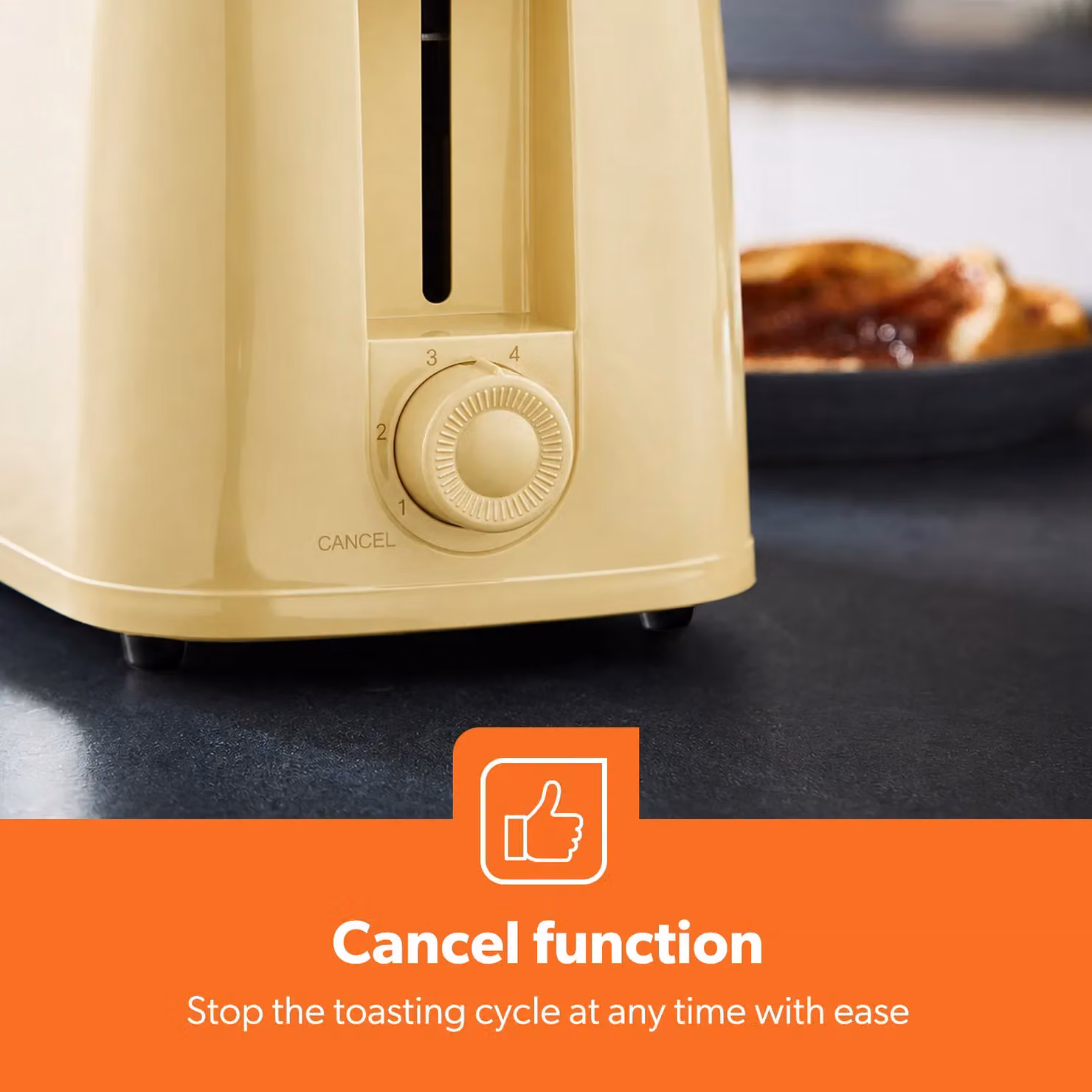 Geepas 2 Slice Bread Toaster with 6 Level Browning Control and Crumb Tray in Beige – 5