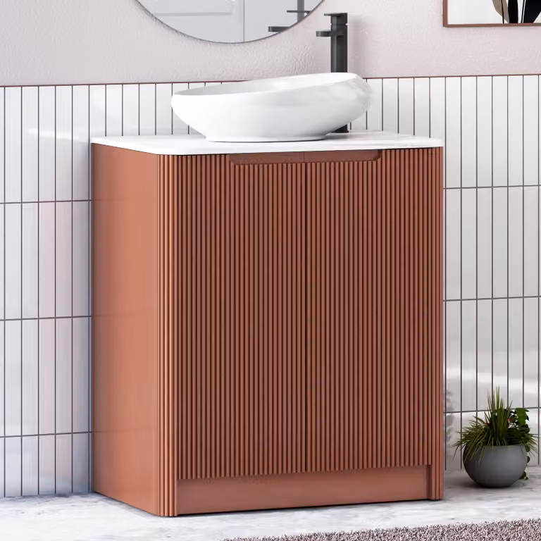 Royal Bathrooms Avenza 800mm Terracotta Clay Floor Standing 2 Door Vanity Unit with Nova Basin
