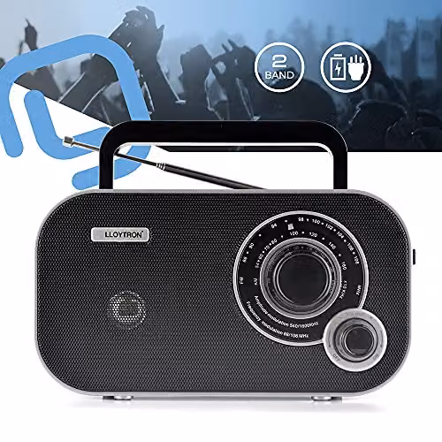 LLOYTRON Calypso Portable AM/FM Radio with 3.5mm Jack, Black – 2