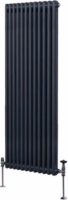Monstershop Traditional 2 Column Steel Radiator in Anthracite Grey, H: 180 cm, W: 56.2 cm, D: 7 cm
