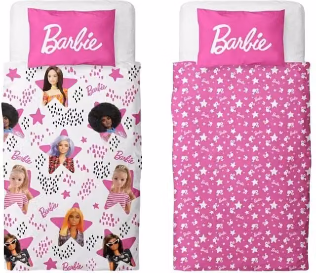 Barbie Stars Reversible Duvet Set and Pillowcase, Multicolour, W: 90 cm, L: 200 cm – 1