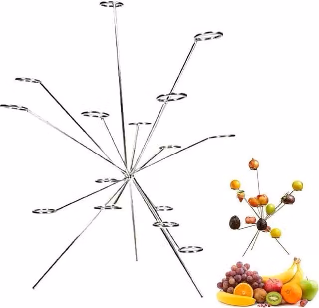 NESTLUNE Silver Exploded Fruit Serving Bowl in Stainless Steel, W/D: 100 x 100 cm