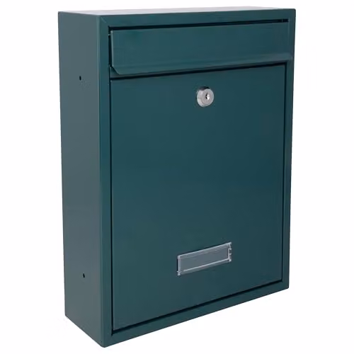 Burg-Wächter MB19G Trent Wall Mounted Galvanised Steel Lockable Weatherproof Post Box, Green, W: 26 cm, H: 34 cm, D: 9 cm – 1