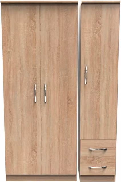 2 U Hampshire Triple Plain Wardrobe with Drawer in Light Oak – 1
