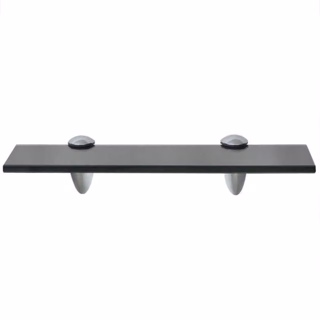 Berkfield Home Modern Black Glass Floating Shelves, 2 Pack, W: 30 cm, D: 20 cm