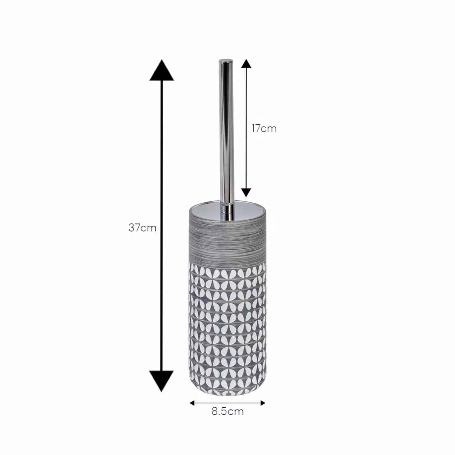 Showerdrape Ravello Geo Floral Grey and White Freestanding Toilet Brush and Holder – 2
