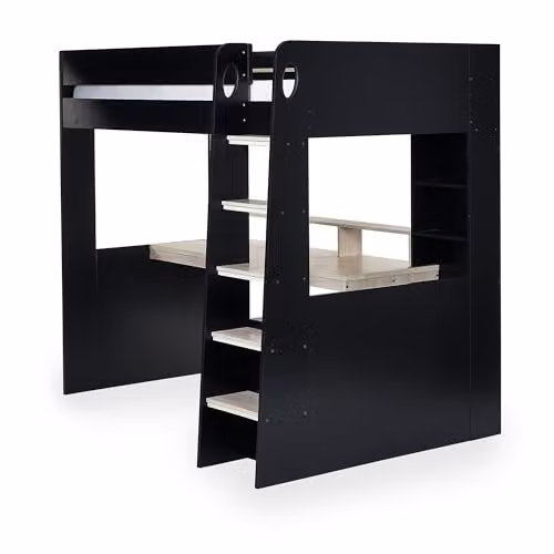 Julian Bowen Blaze Single Gaming Highsleeper Bed in Black and Oak with Stairs and Drawers – 5