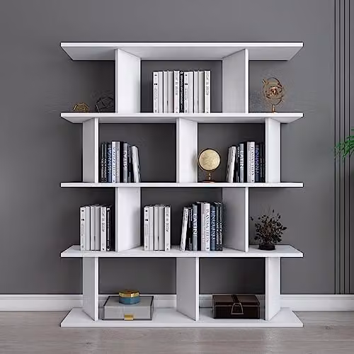 DECOROTIKA Grace 5-tier Bookcase Display Unit, White, W/D/H: 120 x 24.6 x 141 cm – 1