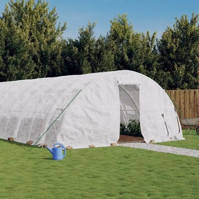 Berkfield Home White Steel Frame Greenhouse with W/D/H: 12 x 5 x 2.3 m – 1