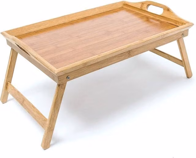 EONLION Brown Bamboo Folding Breakfast Serving Tray with Handles, Width: 100 cm