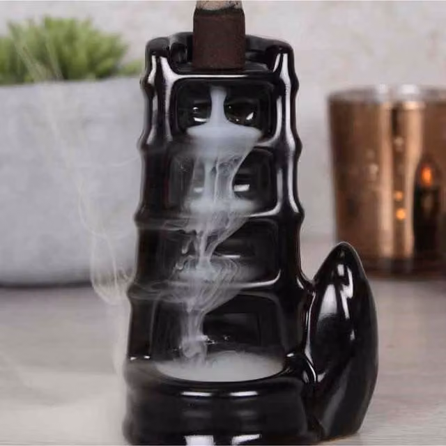 Jones Home & Gift Black Split Bamboo Backflow Incense Burner, H 12 cm, W 10.5 cm, D 6.5 cm – 2