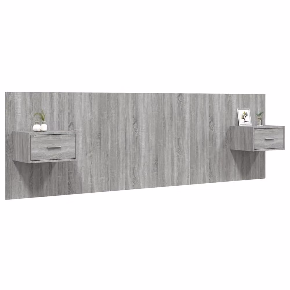 Berkfield Home Bed Headboard with Integrated Nightstand Cabinets in Grey Sonoma Engineered Wood – 2