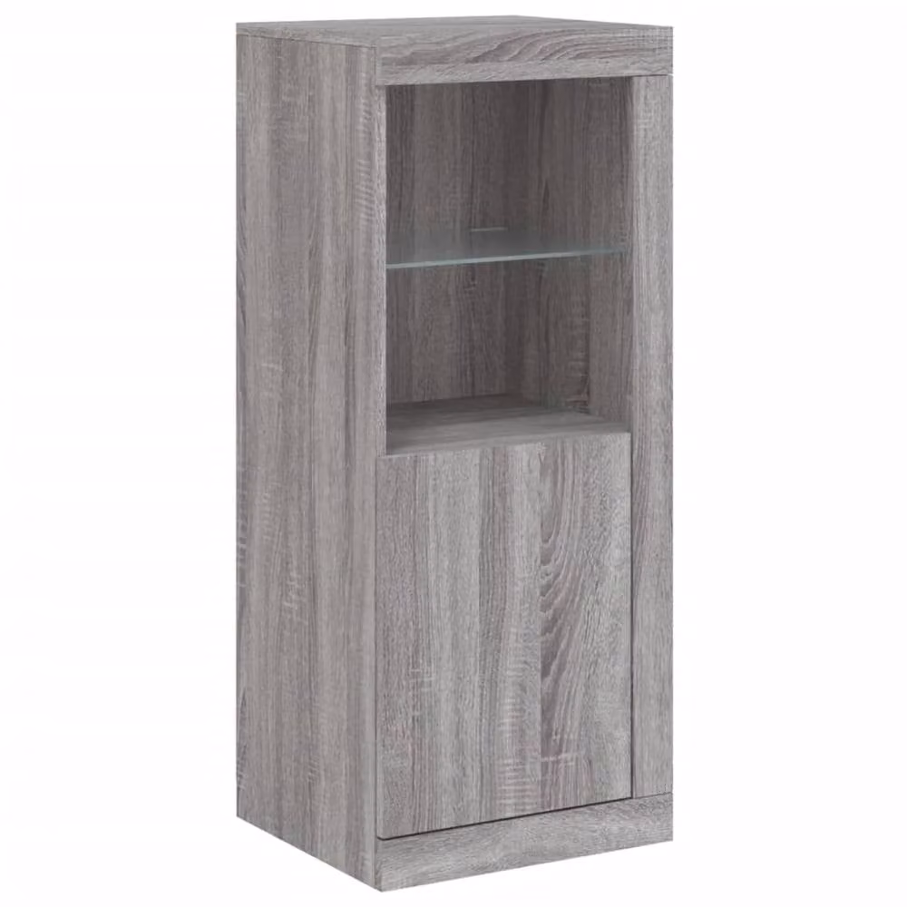 Berkfield Home Set of 3 Modern Grey Sonoma Sideboards with Integrated LED Lighting and MDF Construction – 5