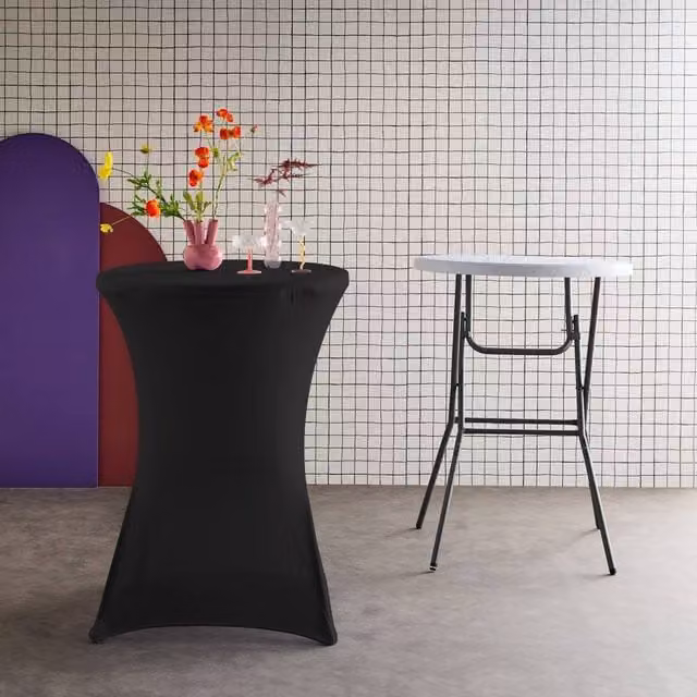 sweeek Pair of Black Foldable Round Garden High Tables with Protective Covers – 1