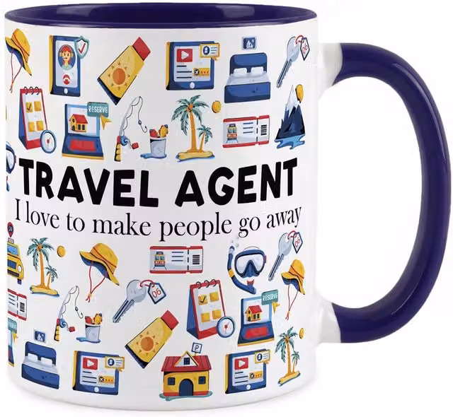 Purely Home Novelty Travel Agent Ceramic Mug in Navy Blue