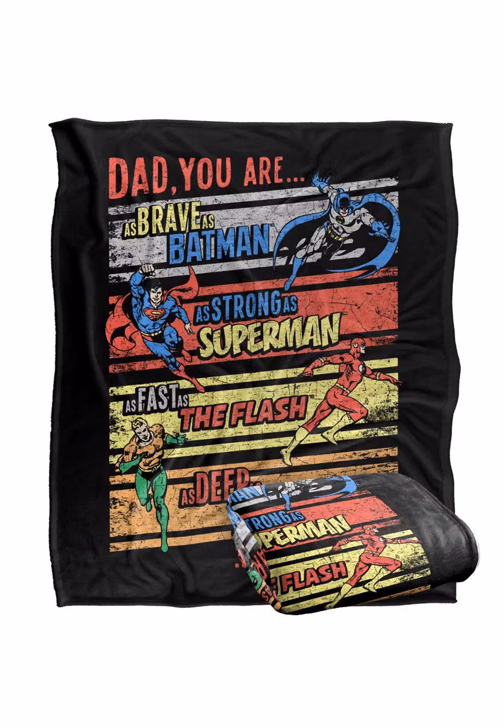 Warner Brothers JLA Aquaman, Batman, Flash and Superman Officially Licensed Silky Touch Super Soft Fleece Throw Blanket in White and Multicolour, W: 152 cm, D: 127 cm – 7