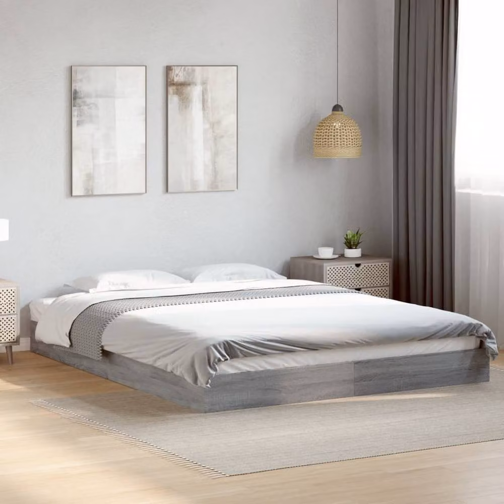 Berkfield Home Modern Bed Frame in Grey Sonoma, W/D/H: 160 x 203 x 163 cm – 2