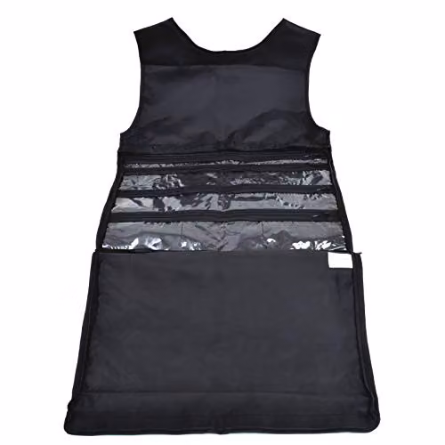 mysmartbuy Dress Shaped Hanging Wardrobe Organiser in Black and Transparent with 9 Zipped Pockets, W: 58.5 cm, H: 39.5 cm – 3