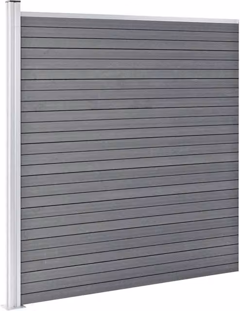 Berkfield Home WPC Fence Set in Grey, including 2 Square and 1 Slanted Panel, W: 446 cm, H: 186 cm – 1