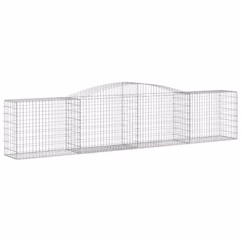 vidaXL 15-piece Arched Gabion Baskets in Silver Galvanised Steel, W/D/H: 400 x 50 x 80/100 cm