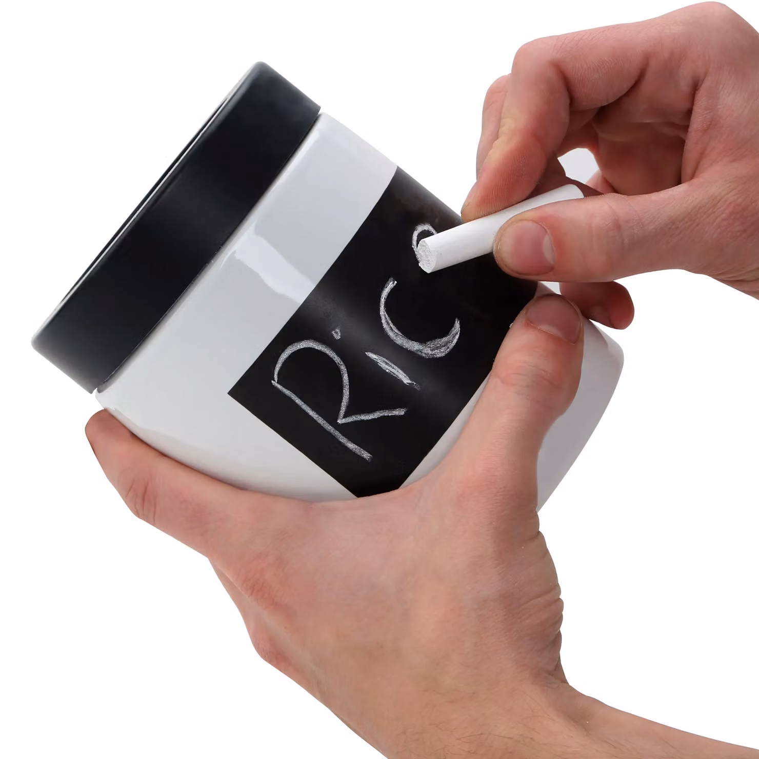 Orsina Small Chalk Board Canister in Black and White Stainless Steel and Ceramic – 2