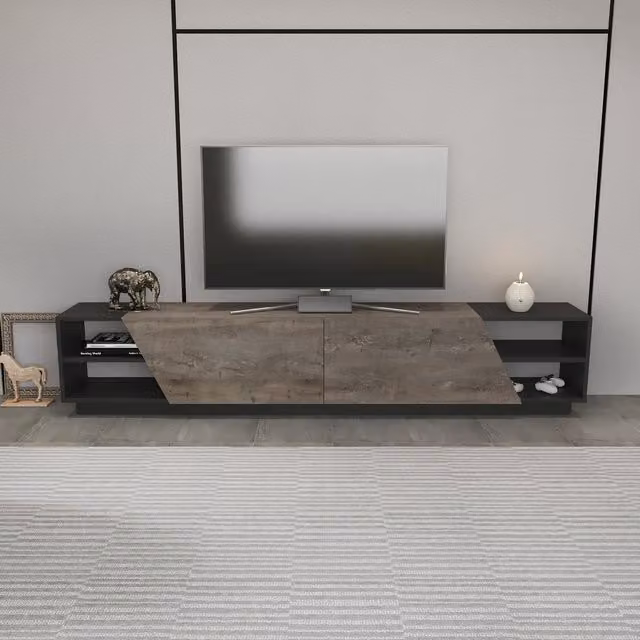 Decorotika Rhodes Modern TV Unit in Anthracite and Brown