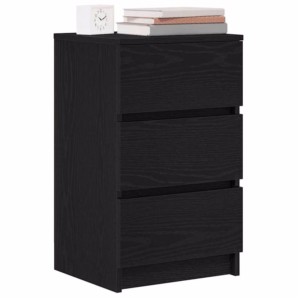 Berkfield Home Bedside Cabinet with 3 Drawers in Black, W/D/H: 39 x 35 x 65 cm – 3