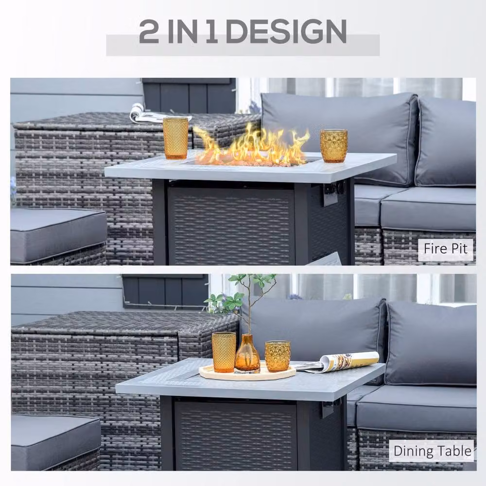 Wyld Haus Elmosu Square Gas Fire Pit Table in Black and Grey, W/D/H: 71 x 71 x 62 cm – 4