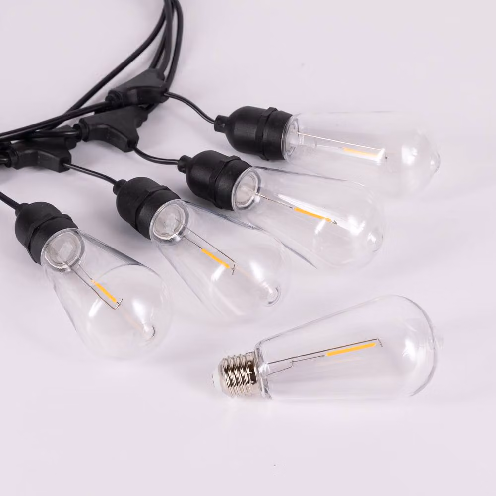 TCP Warm White LED Garden String Lights with Transparent Glass Spheres, 10m – 3