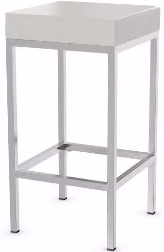 netfurniture Fernow Fixed Height Stool with Brushed Satin Frame in White