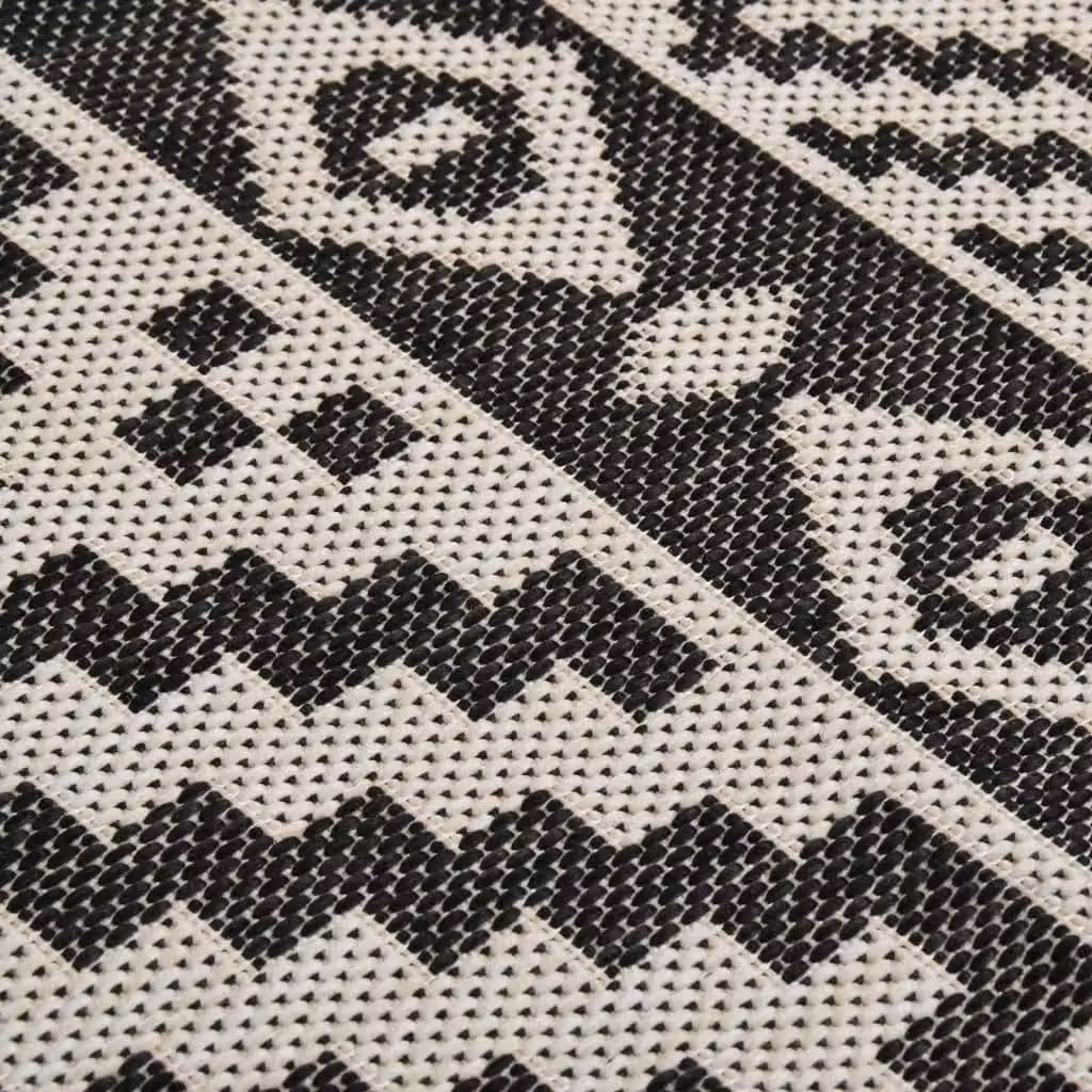 Berkfield Home Outdoor Flatweave Striped Rug in Black, W/D: 120 x 170 cm – 4