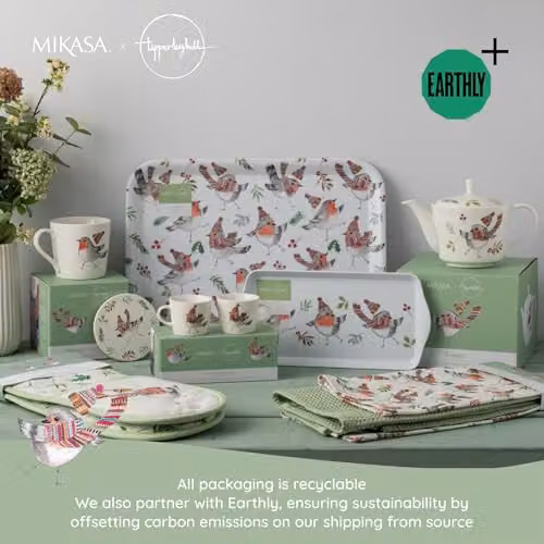 Mikasa TipperleyHill Floral Bone China Mug and Saucer Set in White, 380ml – 4