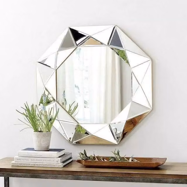 Marco Paul Silver Abstract Design Glass Wall Mirror – 1