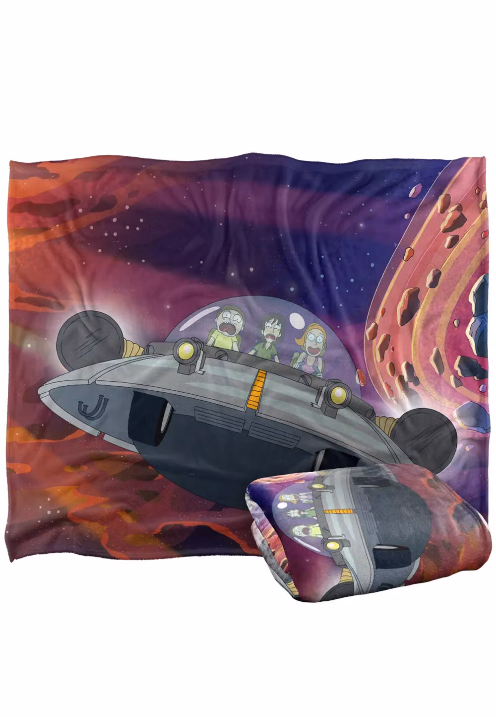 Warner Brothers Rick & Morty Officially Licensed Silky Touch Super Soft Throw Blanket, White and Multicolour, W: 152 cm, D: 127 cm – 2