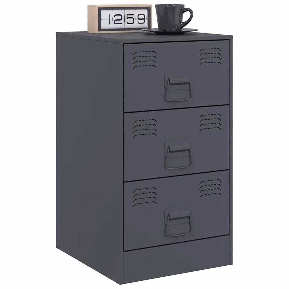 Berkfield Home Set of 2 Anthracite Metal Bedside Cabinets, W/D/H: 34.5 x 39 x 62 cm – 3