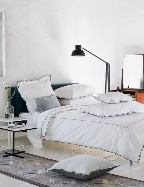 Designers Guild Pure Cotton 400 Thread Count Flat Sheet Grey Mix W/D: 180 x 200 cm